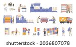 set of isolated textile factory ... | Shutterstock .eps vector #2036807078