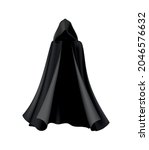 hooded black cloak robe for... | Shutterstock .eps vector #2046576632