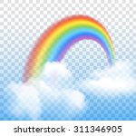 Bright Arched Rainbow With...
