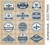 retro emblems set with food... | Shutterstock . vector #313179545