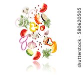 sliced vegetables  realistic... | Shutterstock .eps vector #580620505