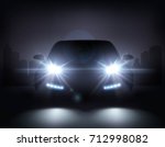 car lights realistic... | Shutterstock .eps vector #712998082