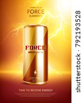 energy drink metal can poster | Shutterstock .eps vector #792193528