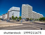 Small photo of Montpelier , France - June 25th 2021 - Revitalized district of south Montpelier with its modern new buildings full of lavish beautiful modern condos