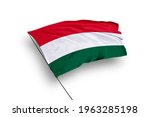 Hungary flag isolated on white background with clipping path. close up waving flag of Hungary. flag symbols of Hungary.