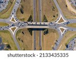 Aerial view of a diverging diamond interchange in Malbis, Alabama 