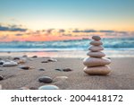 Stones Balance On Beach ...