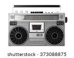 Silver retro ghetto blaster or audio boombox isolated  with clipping path