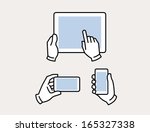 hands holding smart phone ... | Shutterstock .eps vector #165327338
