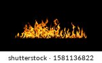 Small photo of Firestorm texture on black background, shot of flying fire sparks in the air.