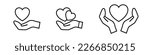 Heart in hand icons set. hands...