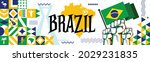 flag and map of brazil with... | Shutterstock .eps vector #2029231835