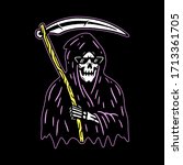 grim reaper with scythe color... | Shutterstock .eps vector #1713361705