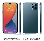 smartphone frameless blue color ... | Shutterstock .eps vector #1951029385