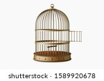Vintage Metal Bird Cage With...