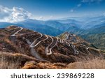 Beautiful Curvy roads on Old Silk Route, Silk trading route between China and India, Sikkim