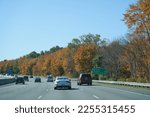 Small photo of Massachusetts, United States-October 11, 2022: South bound Mass turnpike I-95 interstate highway