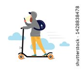 the guy rides in the sky on an... | Shutterstock .eps vector #1428838478