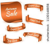 set of orange ribbon for autumn ... | Shutterstock .eps vector #1130168858