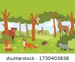 forest animals set in forest... | Shutterstock .eps vector #1730403838