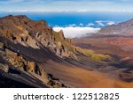 Haleakala crater on top of the volcano, Maui, Hawaii. Very high resolution panorama.