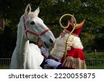 Small photo of Soest Netherlands 30 october 2022 Dutch Sinterklaas saying farewell to his retiring horse Amerigo Translation: Sinterklaas means Saint Nicolas