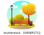 illustration of bench and... | Shutterstock .eps vector #1040892712