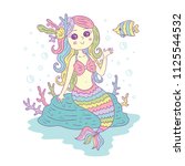 colorful cute mermaid... | Shutterstock .eps vector #1125544532