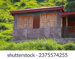 Small photo of Beautiful scenery of Arang Kel a wooden house . It is situated in Azad Kashmir Pakistan, Architecture Building of Jammu kashmir in Beautiful scenery,Keran, Line of Control, Neelum Valley, Kashmir.