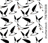 seamless pattern with sea gulls ... | Shutterstock .eps vector #758780308