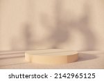 empty 3d display product beige... | Shutterstock . vector #2142965125