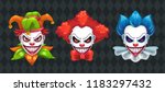 creepy clown faces set. spooky... | Shutterstock .eps vector #1183297432