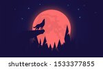 wild wolf and blood moon in... | Shutterstock . vector #1533377855