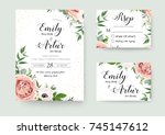 wedding vector floral invite... | Shutterstock .eps vector #745147612