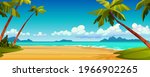 cartoon summer beach  ocean or... | Shutterstock .eps vector #1966902265