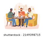 friends in cafe sitting by... | Shutterstock . vector #2149398715