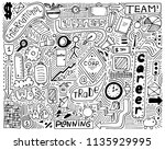 modern monochrome doodle poster ... | Shutterstock .eps vector #1135929995