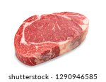 Close-up raw rib eye steak isolated on white background with clipping path.