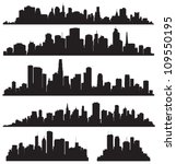 set of vector cities silhouette | Shutterstock .eps vector #109550195