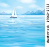 vector blue sea scape with... | Shutterstock .eps vector #1406049785