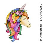 cute  magic unicorn portrait ... | Shutterstock . vector #1770404252