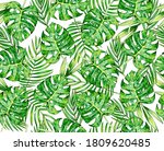 tropical leaves seamlees... | Shutterstock . vector #1809620485