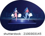 online shopping concept  people ... | Shutterstock .eps vector #2100303145