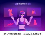 metaverse virtual reality... | Shutterstock .eps vector #2132652595
