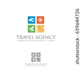 Travel Agency Logo Tourism Icon Sea Sun Forest And Road Emblem Travel Agency Logo Tourism Icon Sea Sun Forest And Road Emblem