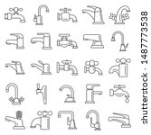 Water Faucet Icons Set. Outline ...