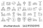 Rent A Bike Icons Set. Outline...