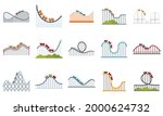 Roller Coaster Icons Set. Flat...