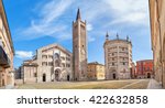 Panorama of Piazza Duomo with Cathedral and Baptistery, Parma, Emilia-Romagna, Italy