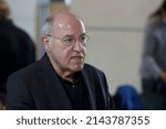 Small photo of Berlin, Germany, April 7, 2022. Gregor Gysi, German lawyer and politician of DIE LINKE party, during an interview on the sidelines of the 28th plenary session in the German Bundestag.